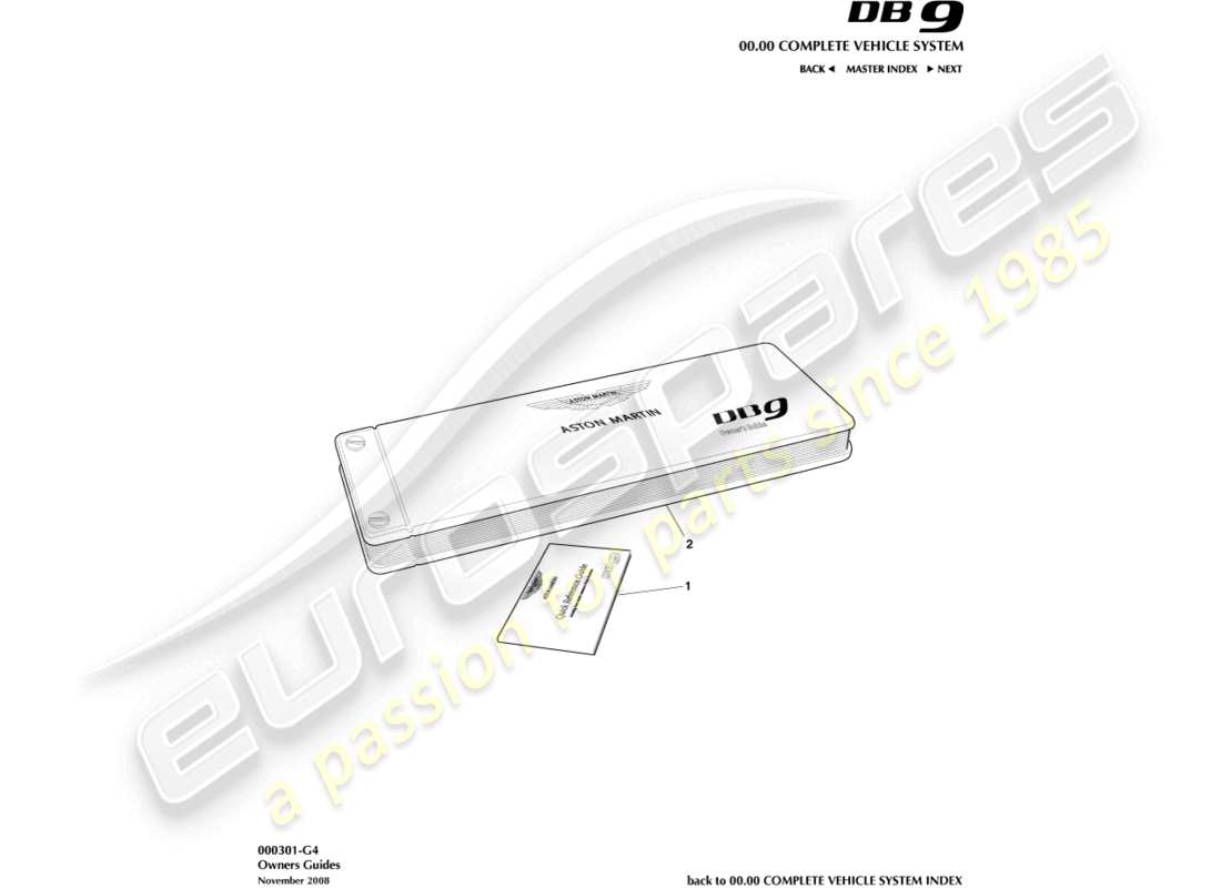 aston martin db9 (2007) teilediagramm für das benutzerhandbuch